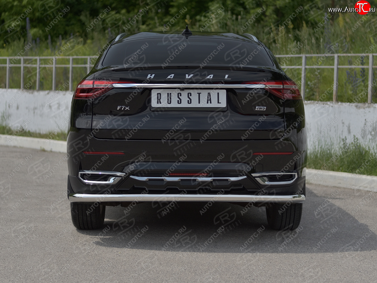 11 199 р. Защита заднего бампера (Ø63 мм, нержавейка) SLITKOFF  Haval F7x (2019-2022)  дорестайлинг  с доставкой в г. Омск