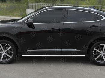 23 749 р. Защита порогов (Ø75x42 мм, с проступью) Russtal Haval F7x  дорестайлинг (2019-2022) (полированная нержавейка)  с доставкой в г. Омск. Увеличить фотографию 2