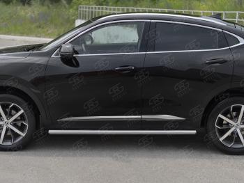 15 549 р. Защита порогов (Ø63 мм) SLITKOFF  Haval F7x (2019-2022)  дорестайлинг (полированная нержавейка, торцы с пластиковыми заглушками)  с доставкой в г. Омск. Увеличить фотографию 2