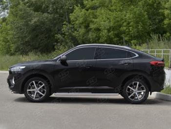 15 549 р. Защита порогов (Ø63 мм) SLITKOFF  Haval F7x (2019-2022)  дорестайлинг (полированная нержавейка, торцы с пластиковыми заглушками)  с доставкой в г. Омск. Увеличить фотографию 3