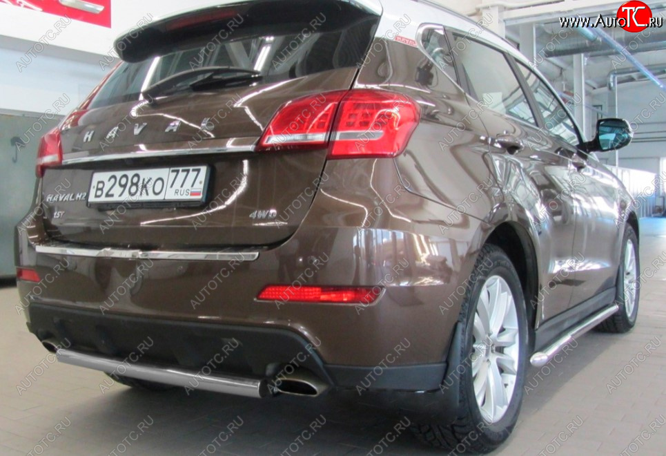 5 349 р. Защита заднего бампера Slitkoff (Ø 57, короткая)  Haval H2 (2014-2021) (Сталь с полимерным покрытием. Цвет: серебристый)  с доставкой в г. Омск