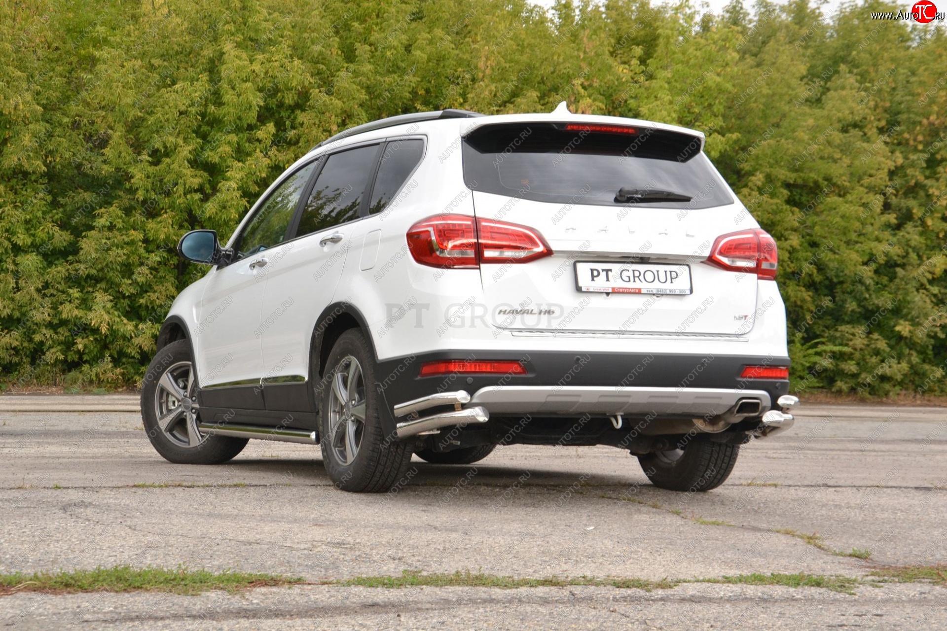 24 949 р. Защита заднего бампера Petroil Tuning (уголки двойные, d63/51) Haval H6 (2013-2020) (Нержавеющая полированная сталь)  с доставкой в г. Омск