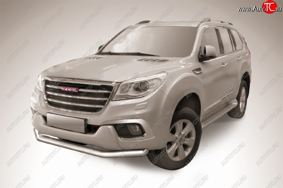 14 499 р. Защита переднего бампера Slitkoff (d76 мм)  Haval H9 (2017-2019) 1-ый рестайлинг (Нержавеющая сталь)  с доставкой в г. Омск