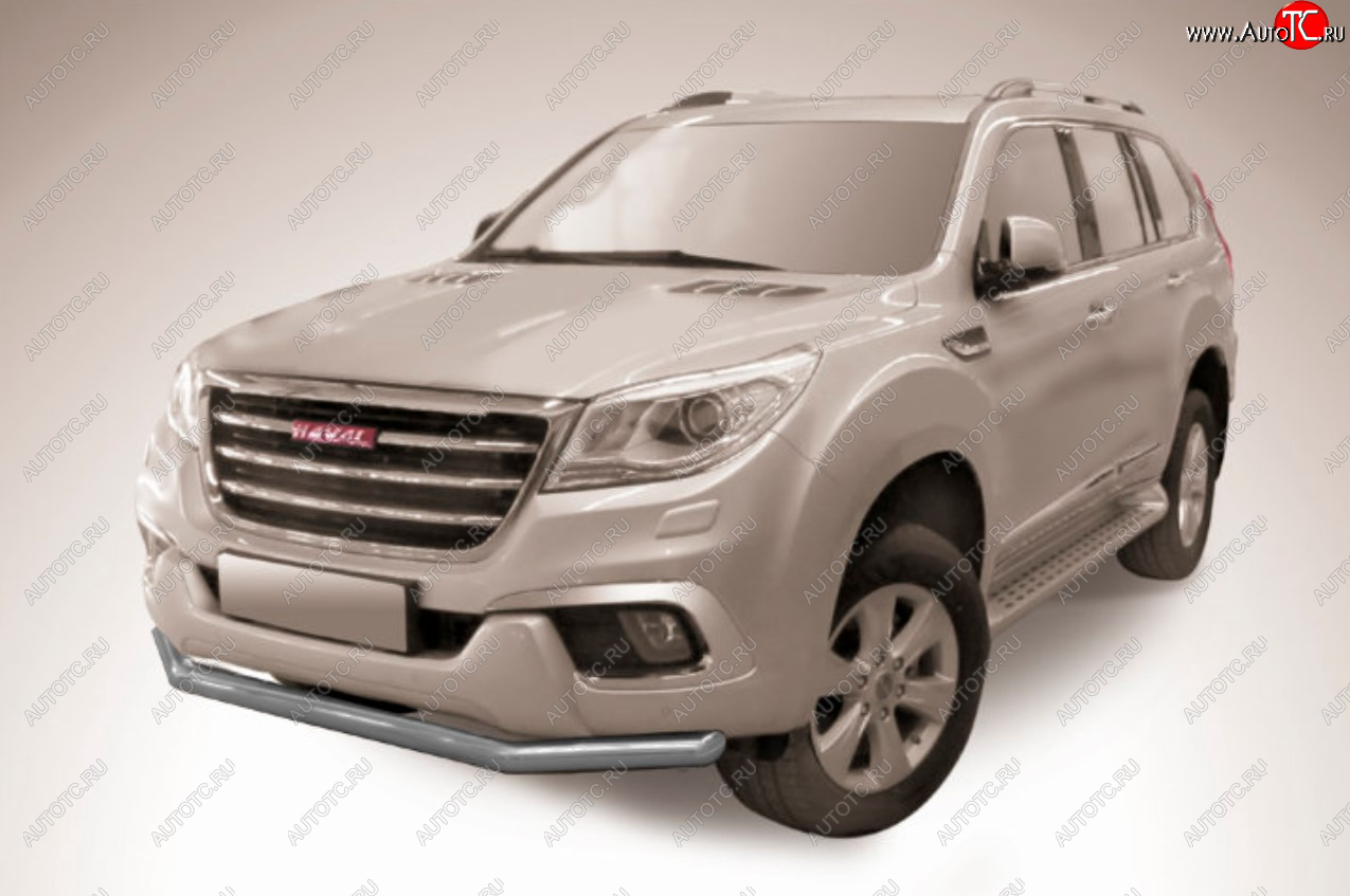 7 199 р. Защита переднего бампера Slitkoff (Ø 57 мм).  Haval H9 (2017-2019) 1-ый рестайлинг (Сталь с полимерным покрытием. Цвет: серебристый)  с доставкой в г. Омск