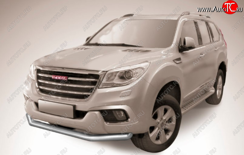 8 899 р. Защита переднего бампера Slitkoff (Ø 76 мм).  Haval H9 (2017-2019) 1-ый рестайлинг (Сталь с полимерным покрытием. Цвет: серебристый)  с доставкой в г. Омск