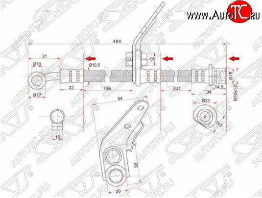 1 049 р. Левый передний тормозной шланг SAT (Таиланд) Honda Accord CL седан дорестайлинг (2002-2005)  с доставкой в г. Омск