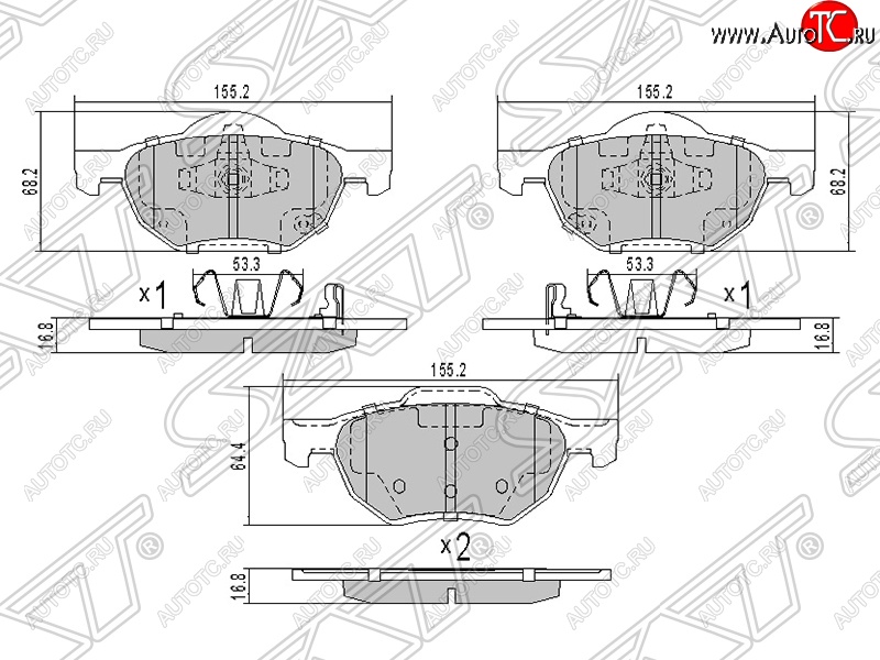 1 499 р. Колодки тормозные передние SAT Honda Accord CL седан дорестайлинг (2002-2005)  с доставкой в г. Омск