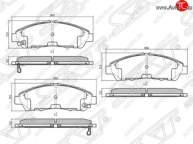 1 649 р. Колодки тормозные SAT (передние) Honda Accord CU седан дорестайлинг (2008-2011)  с доставкой в г. Омск