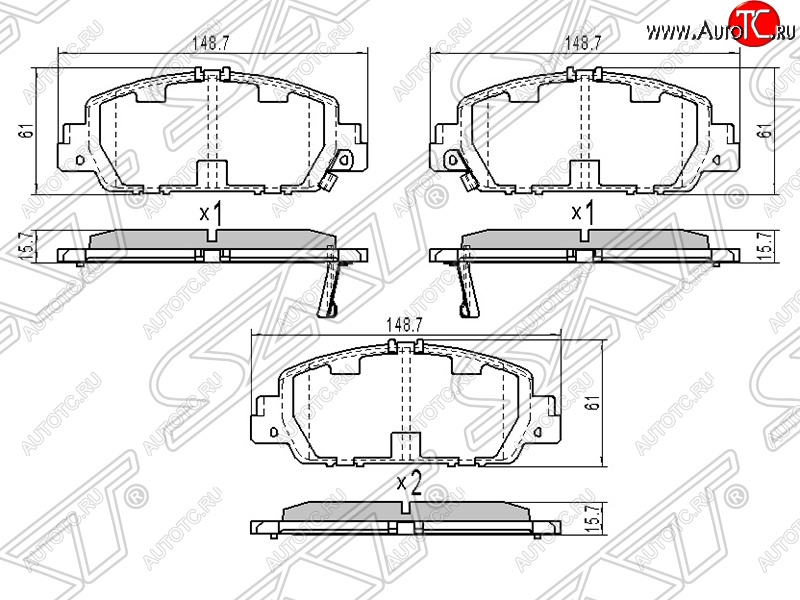 1 699 р. Колодки тормозные SAT (передние) Honda Accord CU седан дорестайлинг (2008-2011)  с доставкой в г. Омск