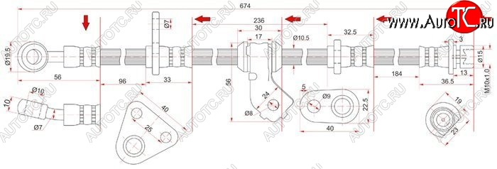 1 599 р. Тормозной шланг передний SAT (правый) Honda Integra DB6,DB7,DB8,DB9 седан дорестайлинг (1993-1995)  с доставкой в г. Омск