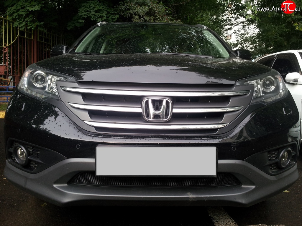 1 469 р. Сетка на бампер (2.0) Russtal (черная)  Honda CR-V  RM1,RM3,RM4 (2012-2015) дорестайлинг  с доставкой в г. Омск