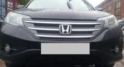 2 249 р. Сетка на бампер (2.4) Russtal (черная) Honda CR-V RM1,RM3,RM4 дорестайлинг (2012-2015)  с доставкой в г. Омск. Увеличить фотографию 4