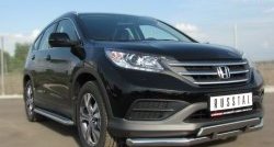 22 799 р. Защита переднего бампера (2 трубыØ63 и 42 мм, нержавейка) SLITKOFF  Honda CR-V  RM1,RM3,RM4 (2012-2015) дорестайлинг  с доставкой в г. Омск. Увеличить фотографию 4