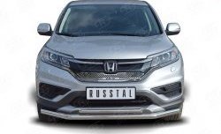 Двойная защита переднего бампера из труб диаметром 63 и 42 мм SLITKOFF Honda (Хонда) CR-V (СР-В)  RM1,RM3,RM4 (2012-2015) RM1,RM3,RM4 дорестайлинг