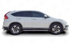 14 849 р. Защита порогов из круглой трубы диаметром 63 мм (рестайлинг) Russtal Honda CR-V RM1,RM3,RM4 дорестайлинг (2012-2015) (Защита порогов с со скосами на торцах (вариант 1))  с доставкой в г. Омск. Увеличить фотографию 2