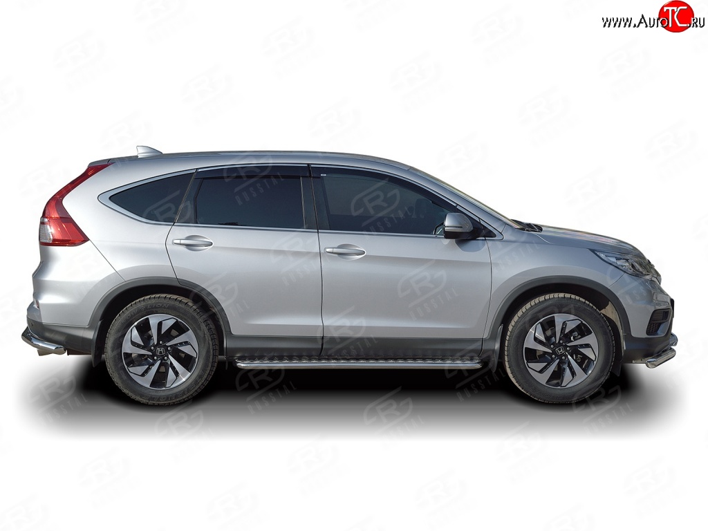 20 749 р. Широкая защита порогов Russtal Honda CR-V RM1,RM3,RM4 дорестайлинг (2012-2015) (Защита порогов с со скосами на торцах (вариант 1))  с доставкой в г. Омск