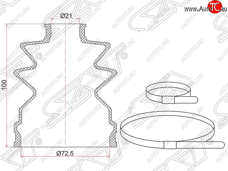 369 р. Пыльник ШРУСа SAT (наружный, 2 хомута. резина)  Honda CR-V  RM1,RM3,RM4 (2012-2018) дорестайлинг, рестайлинг  с доставкой в г. Омск