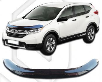 1 999 р. Дефлектор капота RW CA-Plastic Honda CR-V RW,RT рестайлинг (2019-2022) (Classic черный, Без надписи)  с доставкой в г. Омск. Увеличить фотографию 1