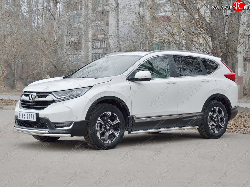 17 449 р. Защита переднего бампера (2 трубыØ42 мм, нержавейка) SLITKOFF Honda CR-V RW,RT дорестайлинг (2016-2020)  с доставкой в г. Омск