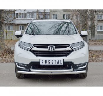 14 999 р. Защита переднего бампера (2 трубыØ63 и 42 мм, нержавейка) Russtal Honda CR-V RW,RT дорестайлинг (2016-2020)  с доставкой в г. Омск. Увеличить фотографию 2