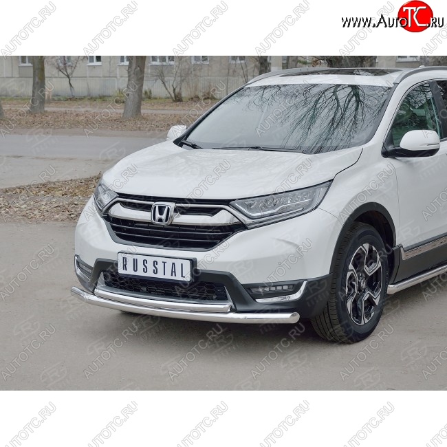 14 999 р. Защита переднего бампера (2 трубыØ63 и 42 мм, нержавейка) Russtal Honda CR-V RW,RT дорестайлинг (2016-2020)  с доставкой в г. Омск