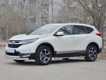 14 699 р. Защита переднего бампера (2 трубыØ63 и 75х42 мм, нержавейка) Russtal Honda CR-V RW,RT дорестайлинг (2016-2020)  с доставкой в г. Омск. Увеличить фотографию 3