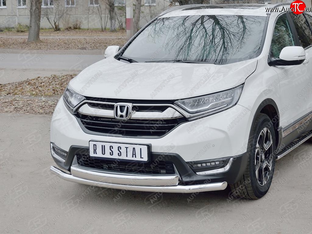 14 699 р. Защита переднего бампера (2 трубыØ63 и 75х42 мм, нержавейка) Russtal Honda CR-V RW,RT дорестайлинг (2016-2020)  с доставкой в г. Омск