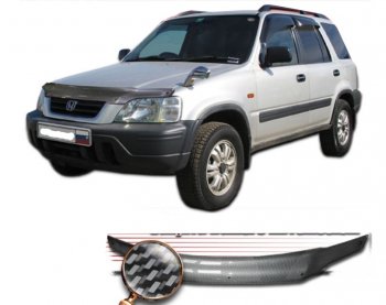 2 299 р. Дефлектор капота CA-Plastiс  Honda CR-V  RD1,RD2,RD3 (1995-2001)  дорестайлинг, рестайлинг (Шелкография карбон-серебро)  с доставкой в г. Омск. Увеличить фотографию 1