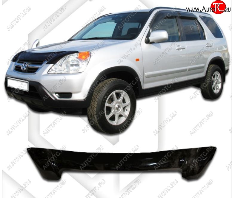 2 159 р. Дефлектор капота CA-Plastic  Honda CR-V  RD4,RD5,RD6,RD7,RD9  (2001-2006) дорестайлинг, рестайлинг (Classic черный, Без надписи)  с доставкой в г. Омск