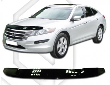 1 839 р. Дефлектор капота CA-Plastiс Honda Crosstour 1 TF дорестайлинг (2009-2013) (Classic черный, Без надписи)  с доставкой в г. Омск. Увеличить фотографию 1