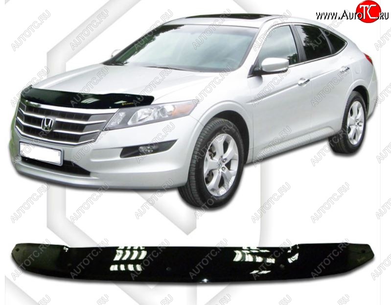 1 839 р. Дефлектор капота CA-Plastiс  Honda Crosstour  1 (2009-2016) TF дорестайлинг, TF рестайлинг (Classic черный, Без надписи)  с доставкой в г. Омск