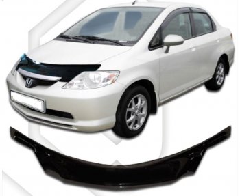 2 199 р. Дефлектор капота (D-6;7;8;9) CA-Plastiс exclusive  Honda Fit Aria  GD (2002-2005) дорестайлинг седан (Classic черный, Без надписи)  с доставкой в г. Омск. Увеличить фотографию 1