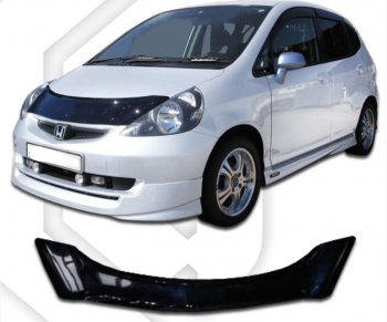 1 999 р. Дефлектор капота GD1-GD4 CA-Plastic  Honda Fit  1 (2001-2007) GD дорестайлинг, GD 1-ый рестайлинг, GD 2-ой рестайлинг (Classic черный, Без надписи)  с доставкой в г. Омск. Увеличить фотографию 1