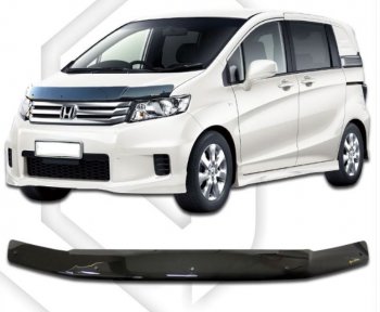 1 759 р. Дефлектор капота CA-Plastiс Honda Freed Spike 1  дорестайлинг минивэн (2010-2011) (Classic черный, Без надписи)  с доставкой в г. Омск. Увеличить фотографию 1