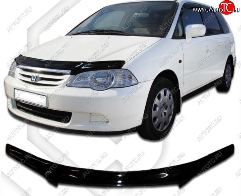 1 999 р. Дефлектор капота (RA6-RA7) CA-Plastic  Honda Odyssey  2 (1999-2003) (Classic черный, Без надписи)  с доставкой в г. Омск