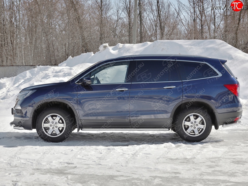 30 999 р. Пороги труба d42 с листом SLITKOFF (вариант №)  Honda Pilot  YF6 (2016-2019) дорестайлинг  с доставкой в г. Омск