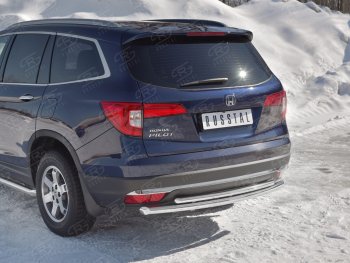 20 849 р. Защита заднего бампера (2 трубы Ø63 и 42 мм, нержавейка) Russtal  Honda Pilot  YF6 (2016-2019) дорестайлинг  с доставкой в г. Омск. Увеличить фотографию 1