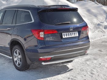 10 849 р. Защита заднего бампера (Ø63 мм, нержавейка) Russtal Honda Pilot YF6 дорестайлинг (2016-2019)  с доставкой в г. Омск. Увеличить фотографию 1