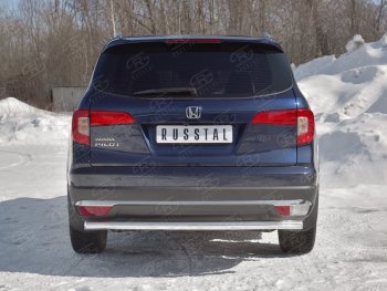 10 849 р. Защита заднего бампера (Ø63 мм, нержавейка) Russtal Honda Pilot YF6 дорестайлинг (2016-2019)  с доставкой в г. Омск. Увеличить фотографию 4