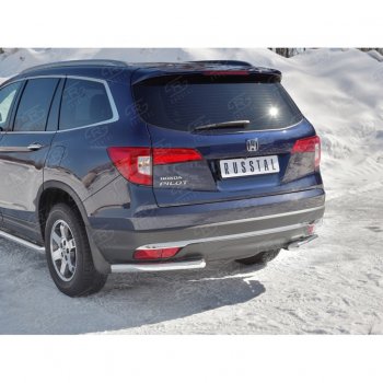 15 299 р. Защита заднего бампера (Ø63 мм уголки, нержавейка) Russtal Honda Pilot YF6 дорестайлинг (2016-2019)  с доставкой в г. Омск. Увеличить фотографию 2