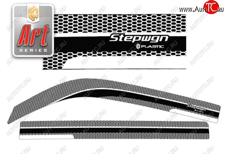 2 199 р. Дефлектора окон  StepWagon (2003-2005) RF3-RF8 CA-Plastiс  Honda StepWagon  RF3,RF4 (2003-2005) минивэн рестайлинг (Серия Art черная, Без хром.молдинга)  с доставкой в г. Омск