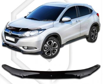 1 839 р. Дефлектор капота CA-Plastiс Honda Vezel RU3, RU4, RU1, RU2 дорестайлинг (2013-2018) (Classic черный, Без надписи)  с доставкой в г. Омск. Увеличить фотографию 1