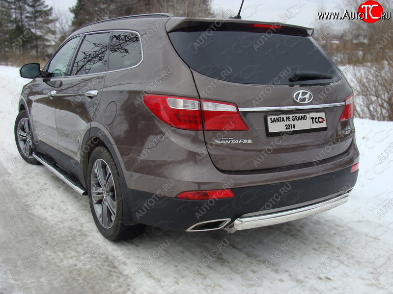 16 299 р. Защита заднего бампера (овальная) ТСС (нержавейка d 75х42 мм)  Hyundai Grand Santa Fe  1 DM (2013-2016) дорестайлинг  с доставкой в г. Омск