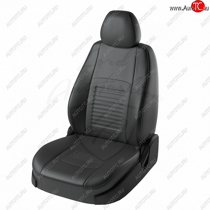 9 449 р. Чехлы для сидений Lord Autofashion Турин (экокожа) Hyundai Accent седан ТагАЗ (2001-2012) (Чёрный, вставка чёрная)  с доставкой в г. Омск