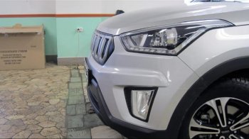 8 099 р. Решётка радиатора Next Hyundai Creta GS рестайлинг (2019-2021) (цвет: Чёрный матовый с серебристым выделением ноздрей)  с доставкой в г. Омск. Увеличить фотографию 2