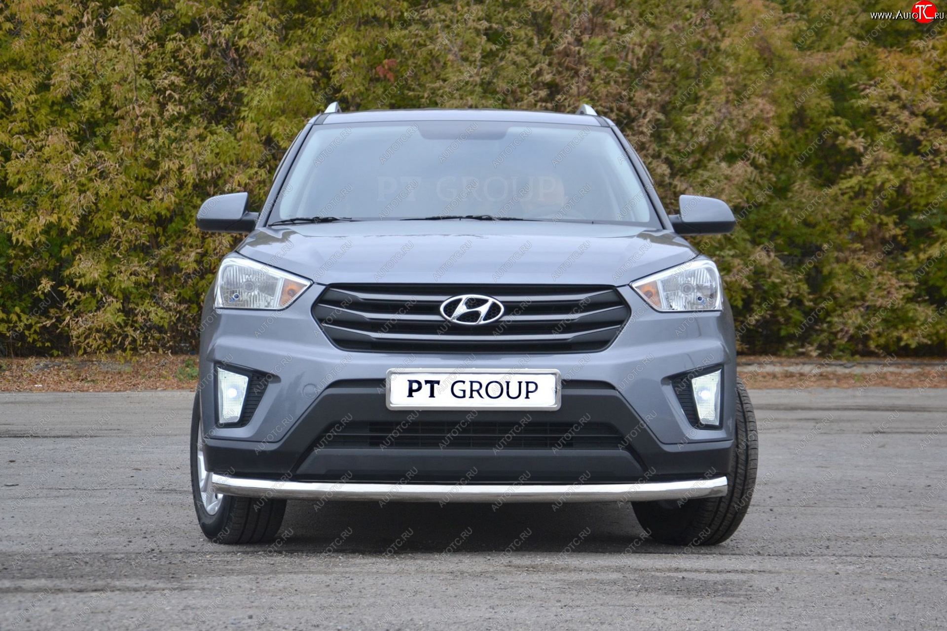 21 099 р. Защита переднего бампера одинарная из трубы d63 мм Petroil Tuning Hyundai Creta GS дорестайлинг (2015-2019) (Нержавеющая полированная сталь)  с доставкой в г. Омск