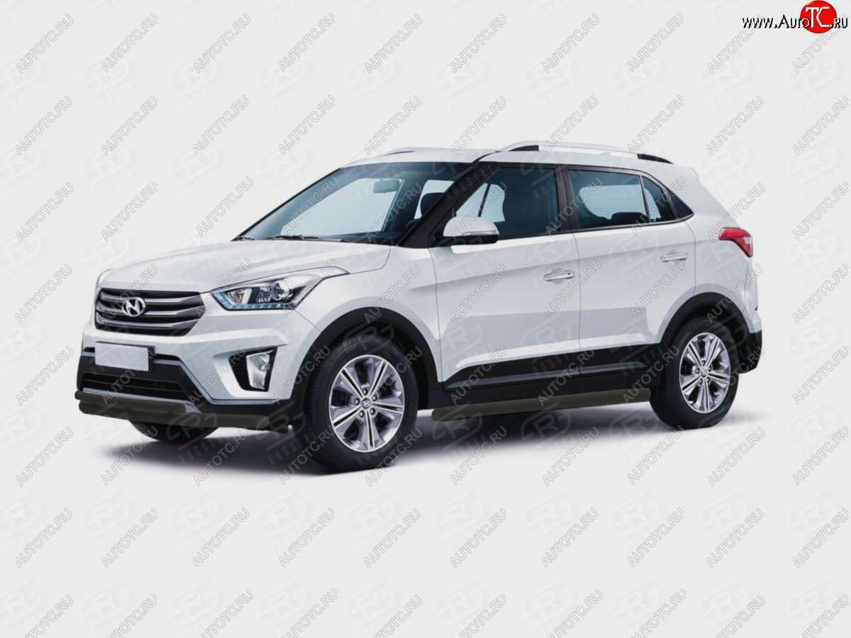 11 399 р. Защита переднего бампера (2 трубы Ø63 и 42 мм, окрашенная) SLITKOFF  Hyundai Creta  GS (2015-2021) дорестайлинг, рестайлинг (черный)  с доставкой в г. Омск