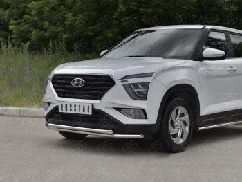 13 299 р. Защита переднего бампера (2 трубы Ø42 мм, нержавейка) SLITKOFF  Hyundai Creta  SU (2020-2022)  с доставкой в г. Омск. Увеличить фотографию 2