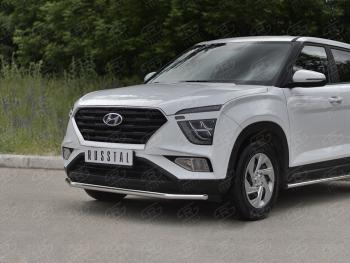 11 799 р. Защита переднего бампера (Ø42 мм, нержавейка) SLITKOFF Hyundai Creta SU (2020-2022)  с доставкой в г. Омск. Увеличить фотографию 2