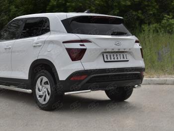 10 349 р. Защита заднего бампера (Ø42 мм, уголки, нержавейка) SLITKOFF  Hyundai Creta  SU (2020-2022)  с доставкой в г. Омск. Увеличить фотографию 2